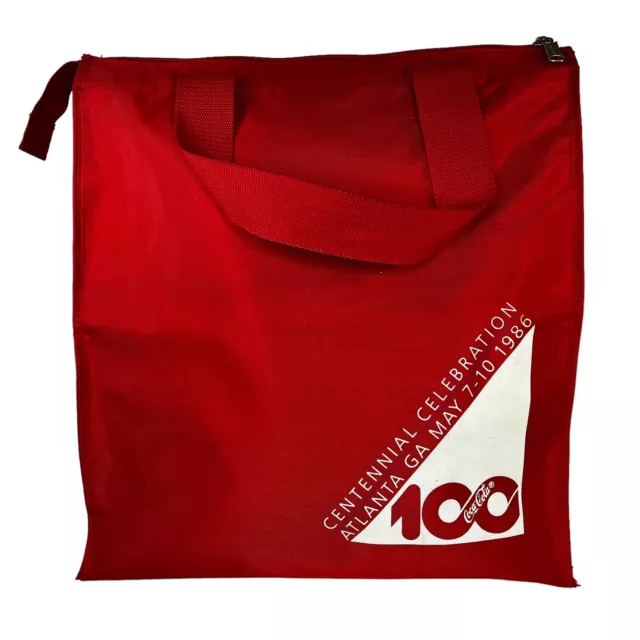 1986 Centennial Celebration Coca Cola Tote Bag Super 100 Year Vintage Rare Red