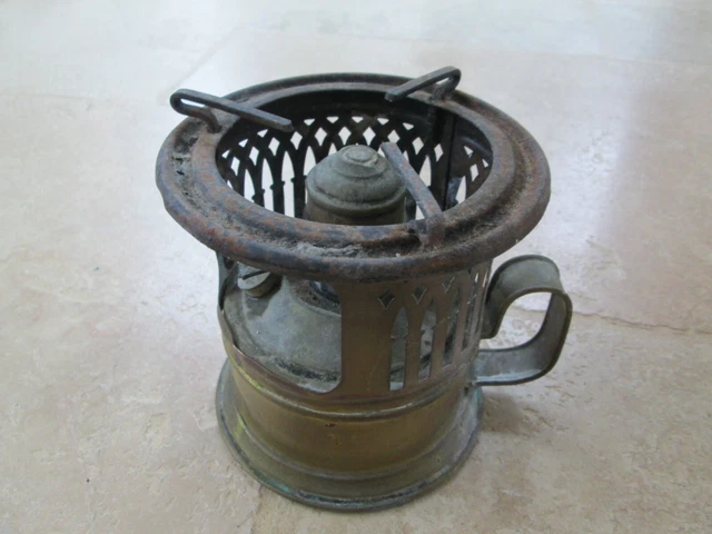 Ancien Réchaud Pigeon Laiton Et Bois - Réchaud A Alcool Ancien XIXe