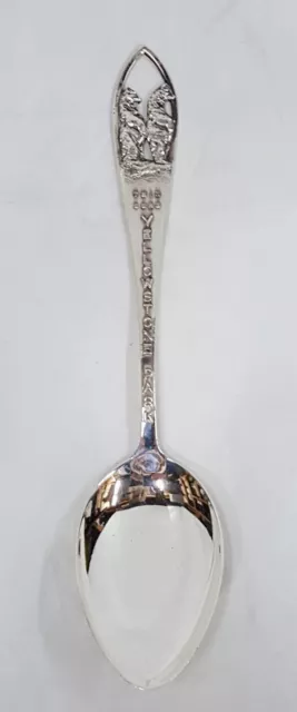 Solid Sterling Silver Yellowstone Park Twin Cubs Souvenir Spoon 5 1/2" Inch