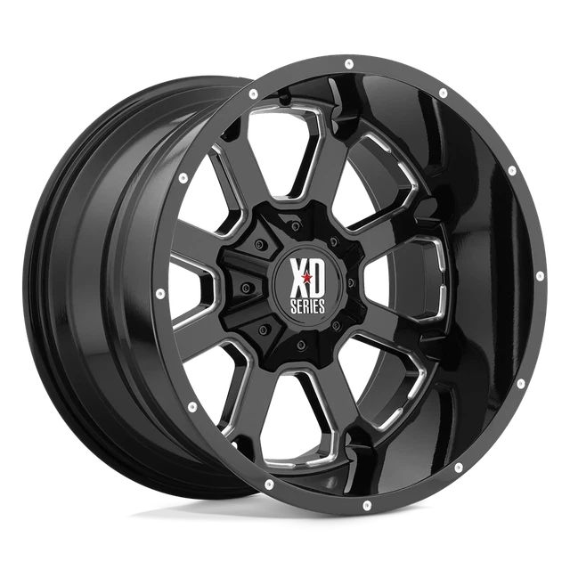 22x10 -18 KMC XD825 Buck Gloss Black Milled Wheel Rim 6x135 6x139.7 (QTY 1)