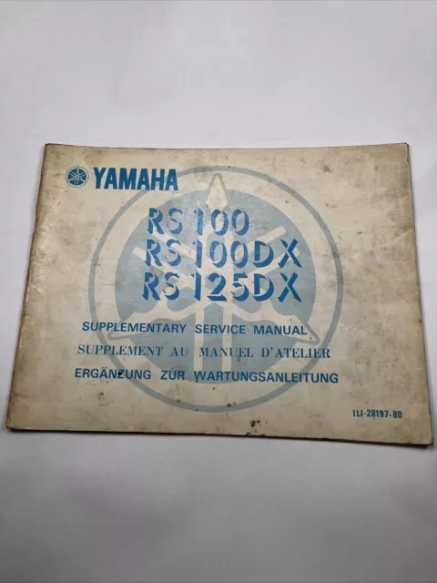 Yamaha Rs 100 Rs100Dx Rs125Dx Ergänzung Zur Wartungsanleitung B0355