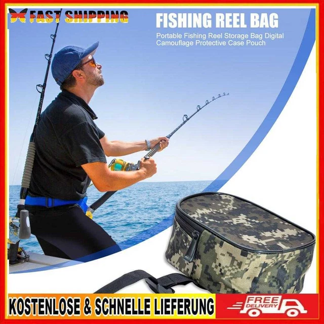 Digital Camo Portable Fishing Reel Bag Protective Case Pouch Fishing Accessories