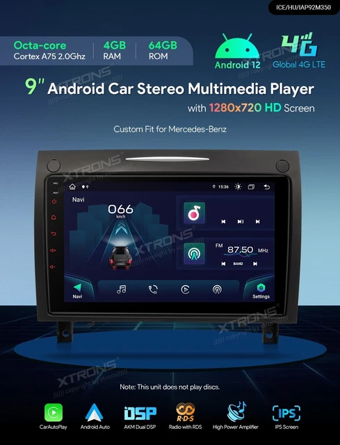 Autoradio Android 9" Pour Mercedes SLK R171 2004-2011 - Carplay, GPS, 4+64 Go, Caméra De Recul
