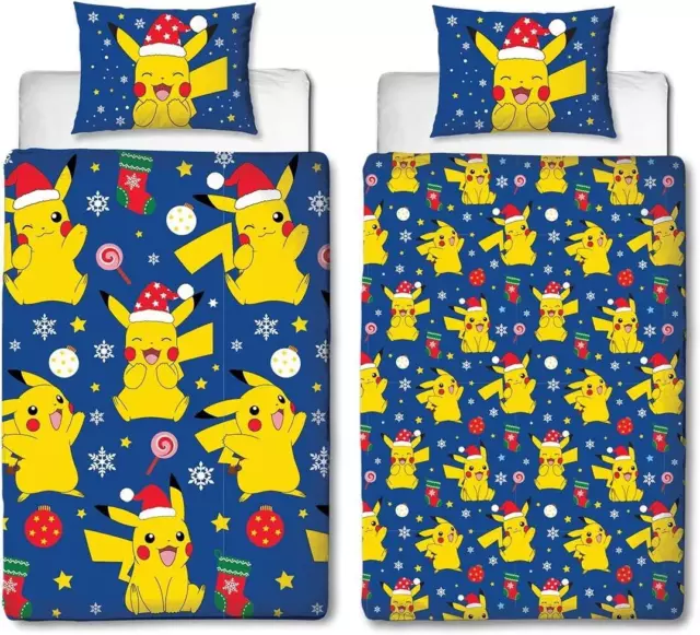 Pokemon offizielles einzelnes Bettbezugsset Weihnachten Spaß Pikachu Design 2in1