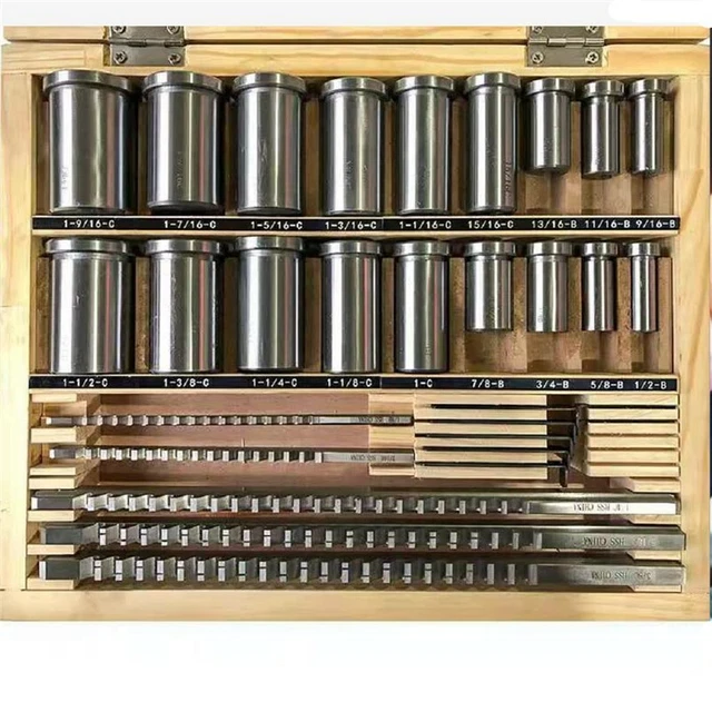 30pcs Keyway Broach Set 5pcs Broaches 1/2''-1-1/2'' + 18pcs Bushings + 7 Shims O