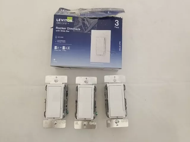 Leviton Decora+  3-Pack Rocker Dimmers with Slide Bar-(DSL06-3PW)