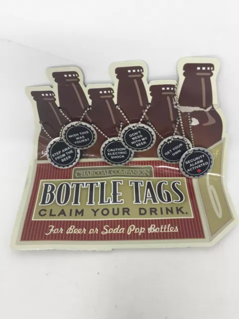 Charcoal Companion Set of 6 Claim Your Drink Bottle Tags ~ For Beer or Soda NOS