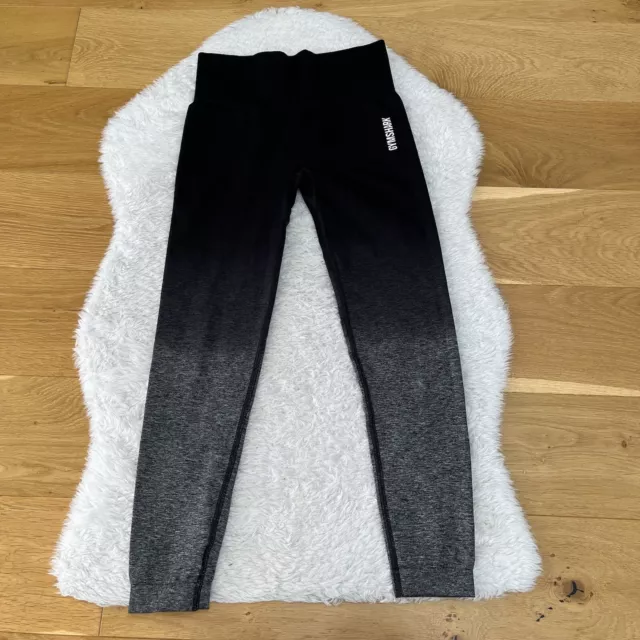 Gymshark Black And Grey Adapt Ombre Seamless High Waist Leggings Size Small Gym