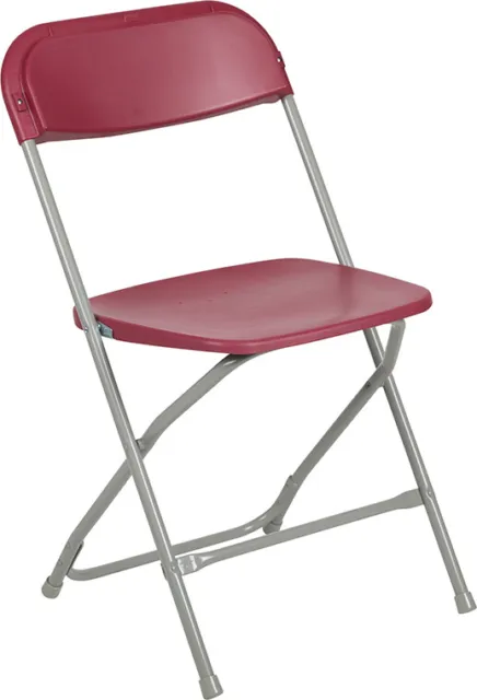 (100 PACK) 300 Lbs Capacity Commercial Quality Burgundy Plastic Folding Chairs