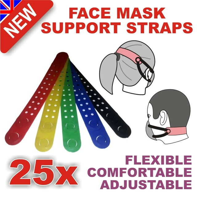 25 x sangles de support pour masque facial. Protecteurs de protection d'oreille moulés par injection.