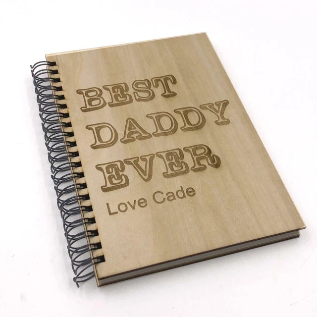 Personalised Best Daddy Ever Gift Notebook With Wooden Cover NB-6