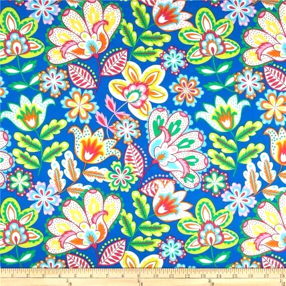 Multicoloured blue tone floral 100% Cotton Quilting Fabric per Half (0.5) Metre