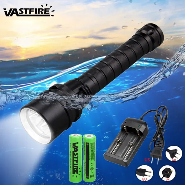 Powerful 90000Lumens 5 LED Scuba Diving Flashlight Light Underwater 100m Camping