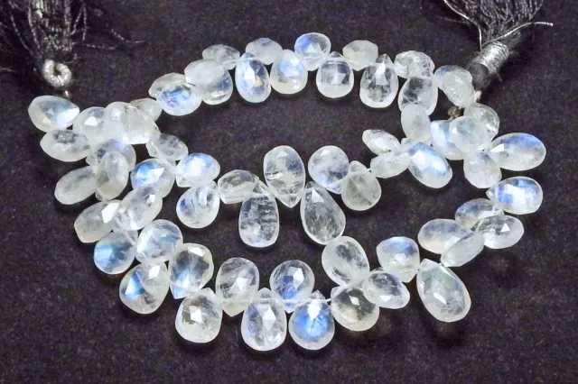 10 pouces perles larme arc-en-ciel PIERRE DE LUNE ARC-EN-CIEL 8-11 mm à facettes AAA NATUREL / T3 3