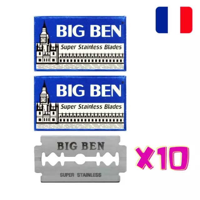 ✅ Lames de Rasoir Big Ben Lot 10 Double Tranchant pour Rasoir Sureté 2 boites x5