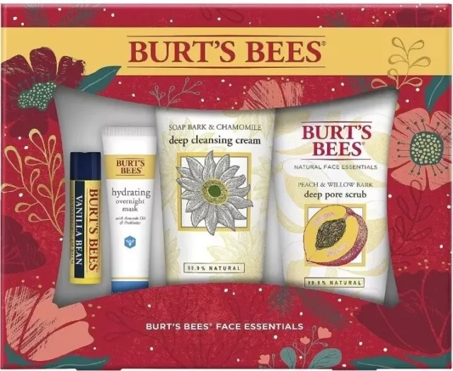 Burt's Bees Skin Care Essentials Holiday Gift Set 4 pc Deep Clean Peach