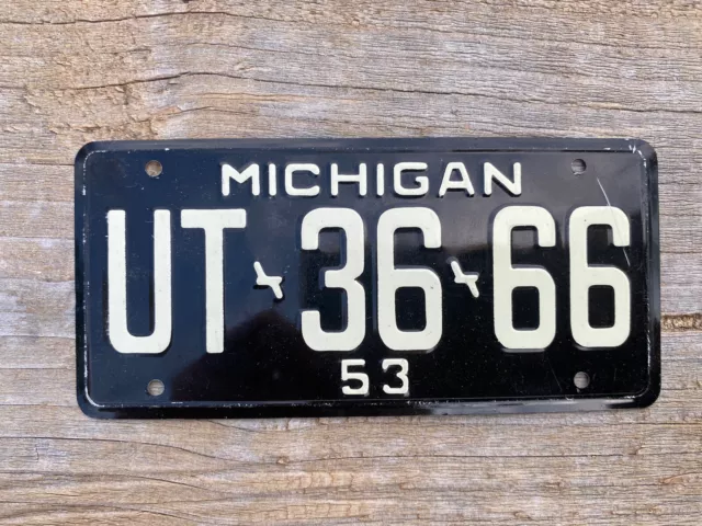 1953  Michigan Wheaties metal bicycle license plate cereal premium