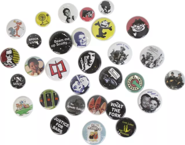 Television & TV Stars Buttons Pins Badges 30+ DESIGNS Mix & Match Gifts