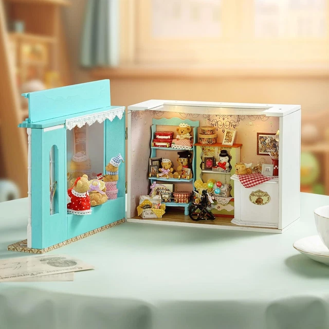 SPILAY DIY MINIATURE Dollhouse Kit with wooden furniture, dust cover