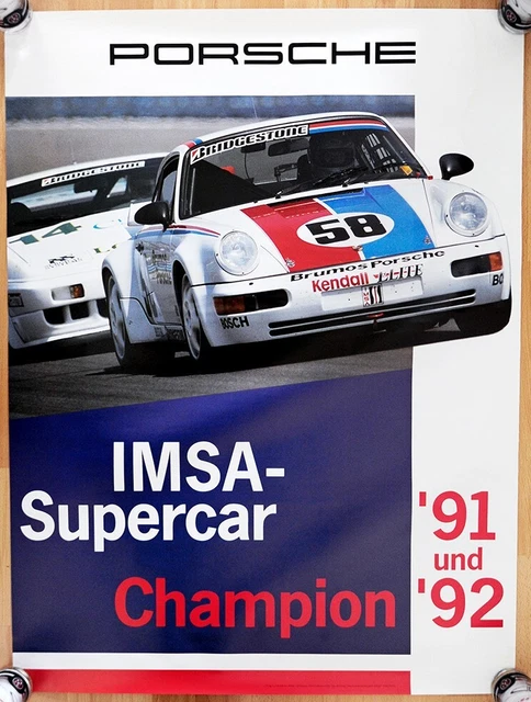 orig. Plakat Poster Porsche 964 Porsche 911 Turbo Champion 1991 / 92 H.-J. Stuck