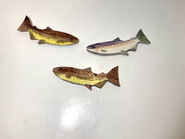 Ceramic Hand Painted Set Of 3 Wall Hanging Fish