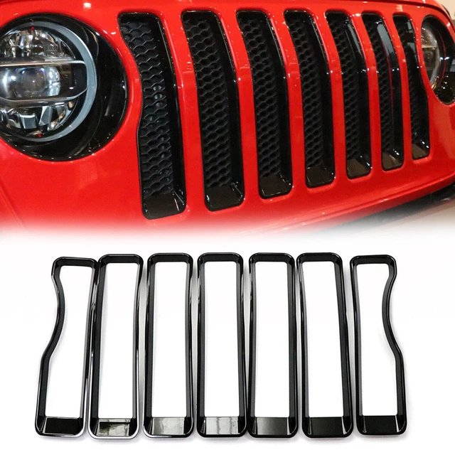 7Pcs Front Grille Grill Insert Ring Cover Trim For 2018+ Jeep Wrangler JL JLU