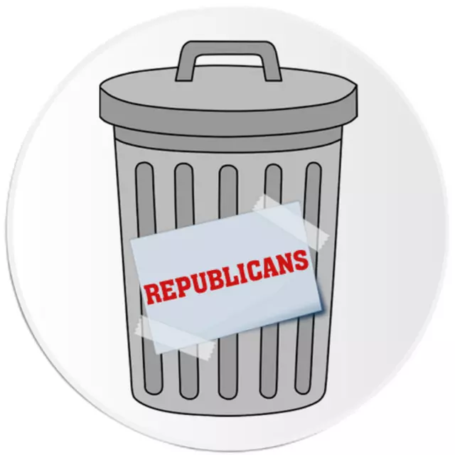 Republicans Are Trash - Circle Sticker Decal 3 Inch - Can Bin Humor Politics