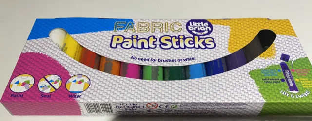 Palos de pintura de tela Little Brian pintura sin desorden 12 bolígrafos en un paquete