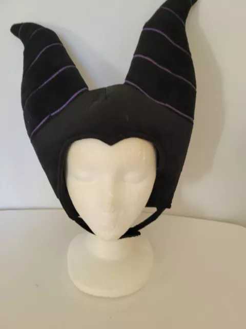 Disney Parks Maleficent Plush Horns Character Costume Black Hat Soft Size Adult