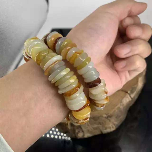 100% Natural HeTian Jade Abacus beads Prayer Lucky Bracelet Casual Eco-Friendly