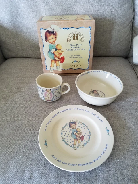 New! Memories Of Yesterday 3- Piece Child's Porcelain Dinner Set By Enesco