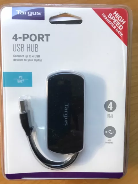 Targus 4-Port USB HUB 2.0 Port ACH114EU High Speed Transfer Rate, für MAC,PC