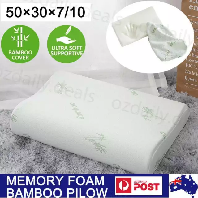 Luxury Soft Contour Bamboo Pillow Cushion Memory Foam Fabric Hypoallergenic OZ