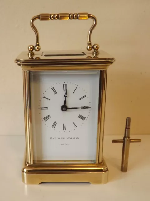 Vintage Matthew Norman  8 Day  Brass Carriage Clock Working With Dual Key