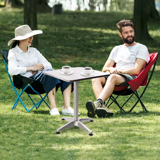 Potable Square Aluminum Indoor-Outdoor Table w/Base for Home, Restaurants, Cafes