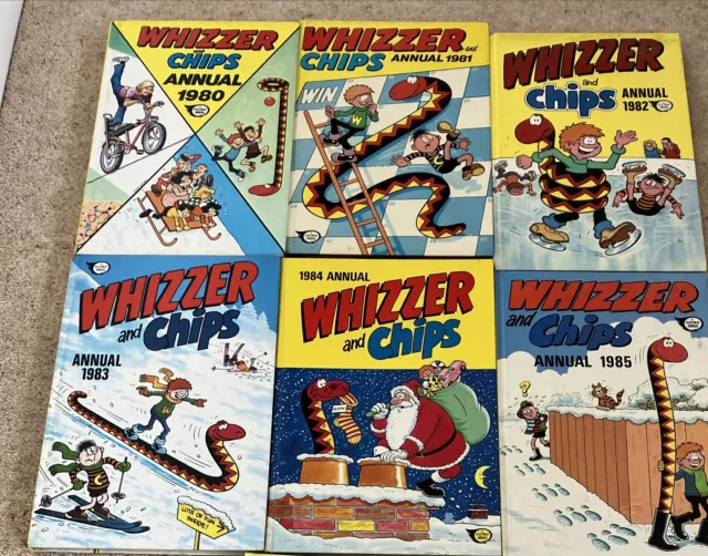 Vintage Job Lot Whizzer & Chips Annual Books - 1980 To 1985