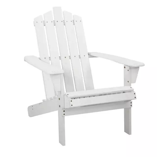 Gardeon Adirondack Outdoor Chairs Wooden Beach Chair Patio Furniture Garden Whit