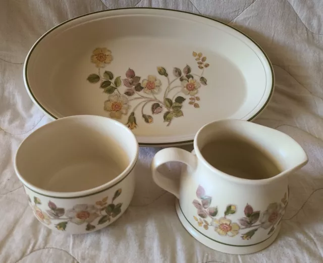 Mark And Spencer Autumn Leaves Serving Bowl, Milk Jug and sugar bowl.