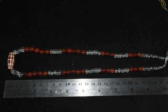 Wonderful Old Pyu Culture Etched Carnelian Bead Necklace with Yemeni Hakik Beads 11