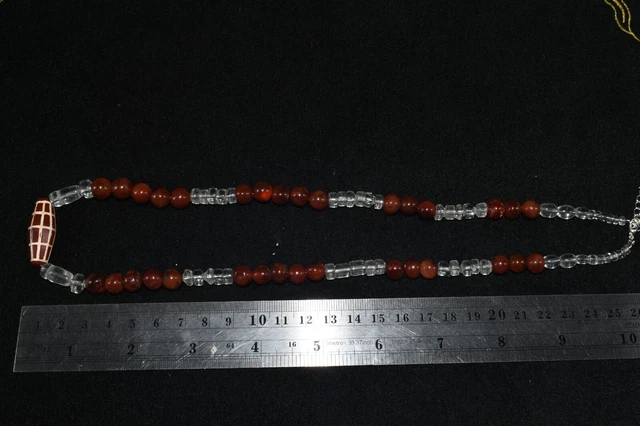 Wonderful Old Pyu Culture Etched Carnelian Bead Necklace with Yemeni Hakik Beads 11