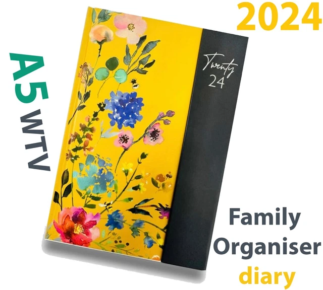 2024 DIARY A5 Family Organiser Diary Floral Cover Week ToView