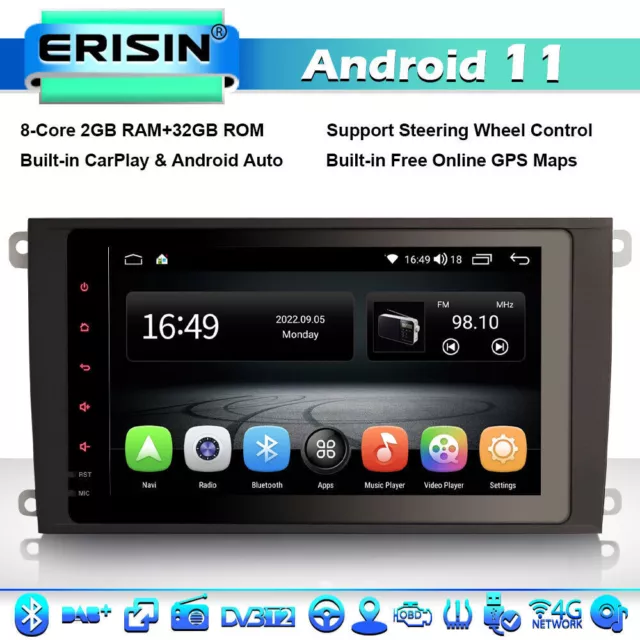 8" Android 11 8-Cœurs Autoradio GPS pour Porsche Cayenne TNT CarPlay DAB+ DSP 4G