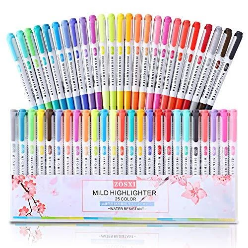 Highlighter Double Ended Mild color Highlighter Fluorescent Marker pen ...