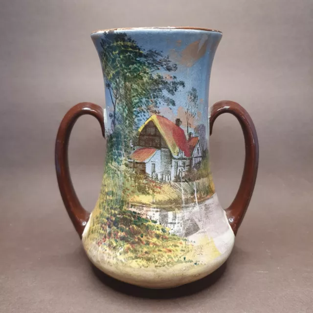 Royal Doulton English Cottages twin handled vase c 1924