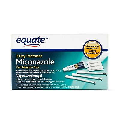 Equate, miconazol 3 días de tratamiento antifúngico vaginal, 200 mg externo vulva.. +