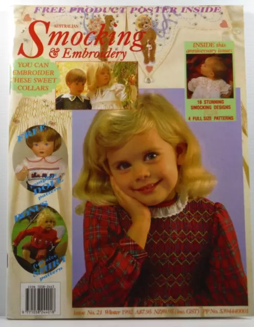 Australian Smocking & Embroidery Magazine Issue 21 1992 inc Patterns VGC vintage
