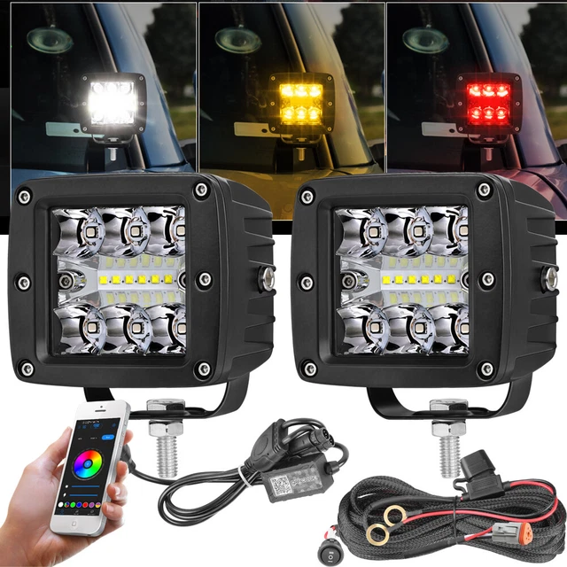For 16-up Toyota Tacoma Hidden Lower Bumper LED Fog Light 3" RGB Cube Pod Wiring