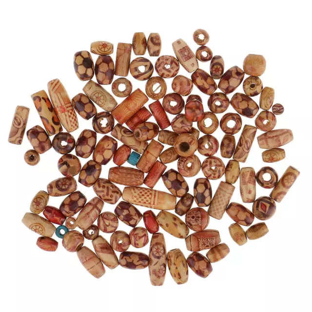 100pcs Mixed Large Hole Wooden Beads For Macrame Jewelry DIY Crafts Making  