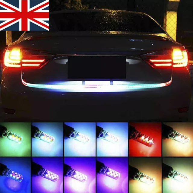 2* T10 5050 W5W 6 SMD Remote Control RGB LED Car Dome Reading Lights Lamp Bulb ~