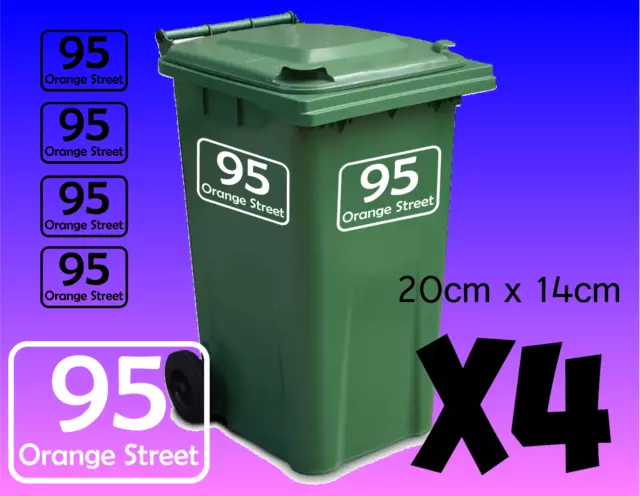 x4 WHEELIE BIN NUMBERS CUSTOM HOUSE AND ROAD STREET NAME STICKERS A5